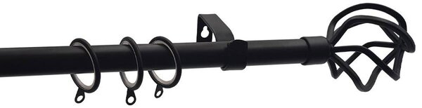 Κουρτινόξυλο Φ19mm Μονό Επεκτεινόμενο 120-210cm Με Άκρα Grace Black Mat 790124