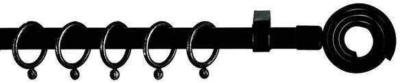 Κουρτινόξυλο Φ19mm Μονό Επεκτεινόμενο 120-210cm Με Άκρα Grace Black 790149