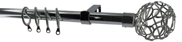 Κουρτινόξυλο Φ19mm Μονό Επεκτεινόμενο 120-210cm Με Άκρα Grace Shiny Chrome 997531