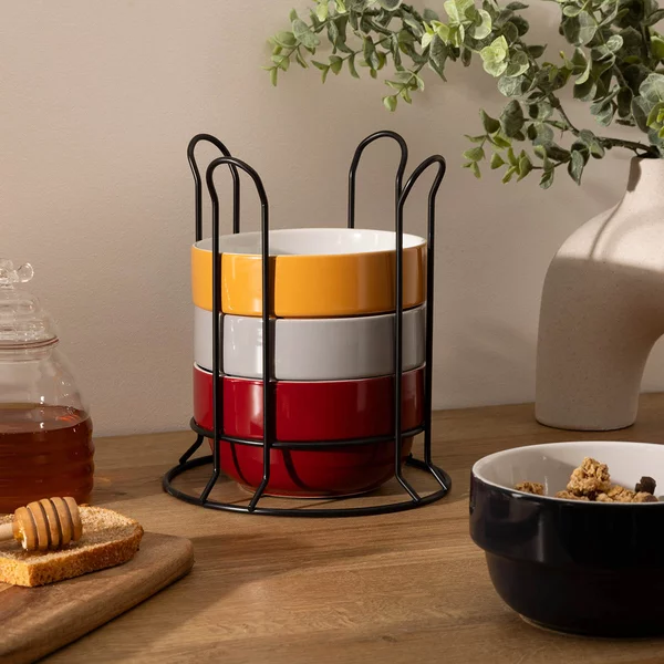 Μπολ Σε Σταντ (Σετ 4τμχ) S-D Bowl On Rack 140609