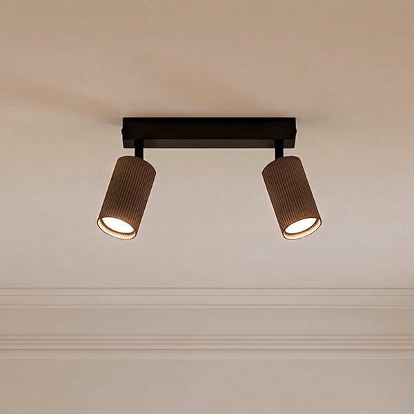 TK Lighting Φωτιστικό οροφής Tune, 2 φλόγες, καφέ, μέταλλο, μήκος 44 cm, ρυθμιζόμενος, Καφέ / Σκουριάς, Σαλόνι / τραπεζαρία, Αλουμίνιο