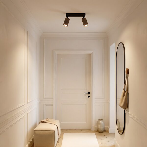 TK Lighting Φωτιστικό οροφής Tune, 2 φλόγες, καφέ, μέταλλο, μήκος 44 cm, ρυθμιζόμενος, Καφέ / Σκουριάς, Σαλόνι / τραπεζαρία, Αλουμίνιο