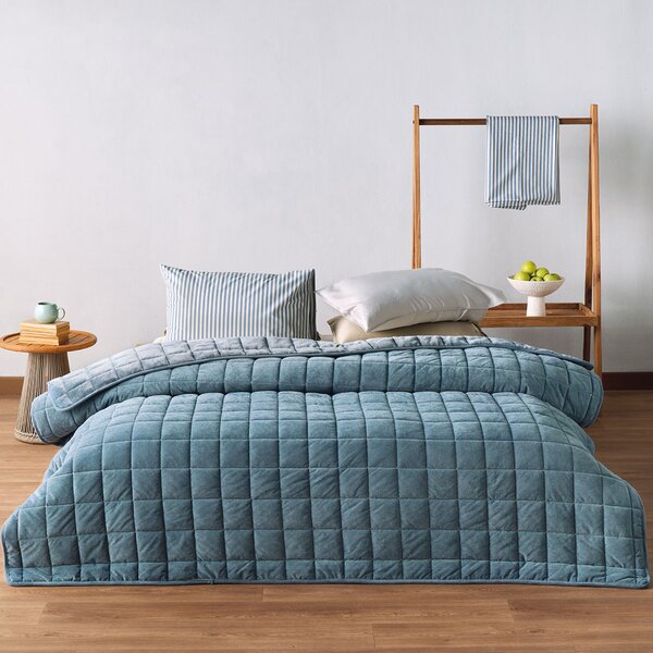 Λεπτό Πάπλωμα Βελουτέ King Size (240x260) Kentia Stylish Sutton 01 Blue