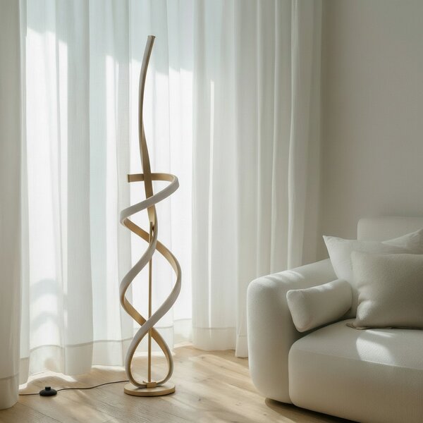 ONLI Φωτιστικό δαπέδου Kira LED, ύψος 140 cm, χρυσό χρώμα, μέταλλο, 4000K, Χρυσό / Ορείχαλκου, Σαλόνι / τραπεζαρία, Αλουμίνιο, σύγχρονο