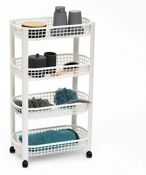 Τρόλεϊ/Ραφιέρα 4 Θέσεων (46.5x25.5x79) F-V Basket Trolley White 189990B