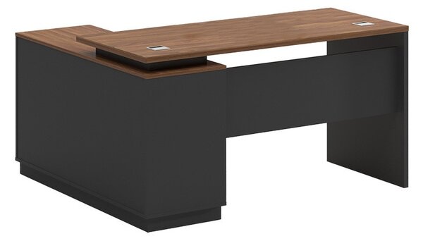 Δεξί γωνιακό γραφείο Oscar καρυδί - ανθρακί 160x140x76 cm