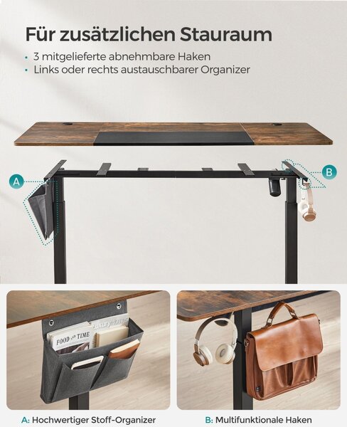Ρυθμιζόμενο γραφείο Songmics Καφέ 160x70x120 cm