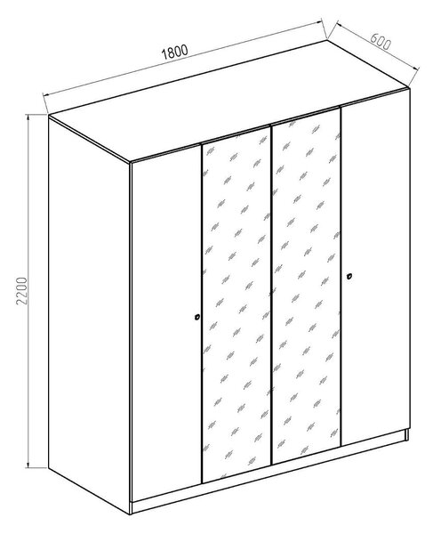 Τετράφυλλη Ντουλάπα Ρούχων ALESSIA Alyaska 180x60x220