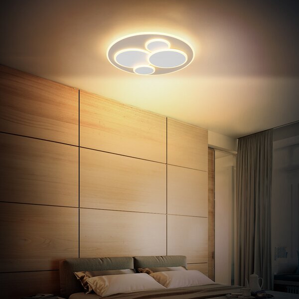 Globo Φωτιστικό οροφής LED Monty, Ø 49 cm, λευκό/αμμώδες, μέταλλο/πλαστικό, Μπεζ, Σαλόνι / τραπεζαρία, Μέταλλο, σύγχρονο