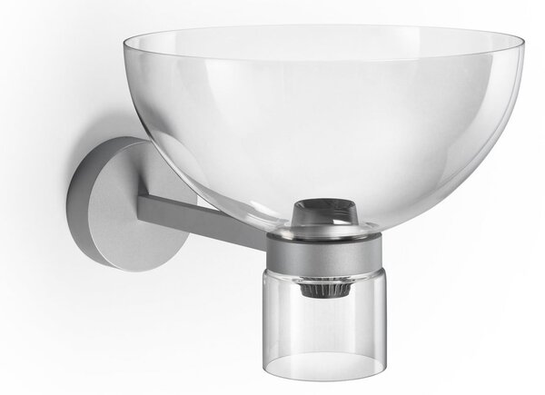 FLOS Φωτιστικό τοίχου LED Nocturne Bowl, ασημί, γυαλί, με ρυθμιζόμενη ένταση, ρυθμιζόμενος, Μεταλλικό, Διάδρομος, Αλουμίνιο, σχεδιασμός
