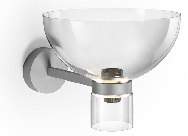 FLOS Φωτιστικό τοίχου LED Nocturne Bowl, ασημί, γυαλί, με ρυθμιζόμενη ένταση, ρυθμιζόμενος, Μεταλλικό, Διάδρομος, Αλουμίνιο, σχεδιασμός