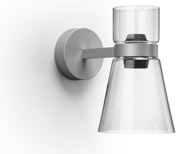 FLOS Φωτιστικό τοίχου LED Nocturne Cone, ασημί, γυαλί, με ρυθμιζόμενη ένταση, ρυθμιζόμενος, Μεταλλικό, Σαλόνι / τραπεζαρία, Αλουμίνιο, σχεδιασμός