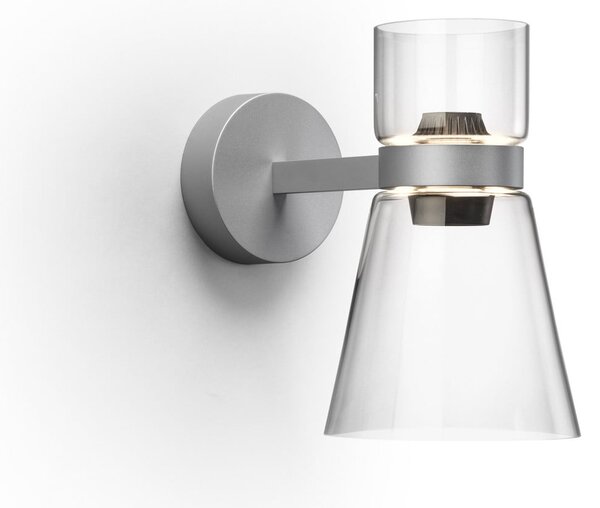 FLOS Φωτιστικό τοίχου LED Nocturne Cone, ασημί, γυαλί, με ρυθμιζόμενη ένταση, ρυθμιζόμενος, Μεταλλικό, Σαλόνι / τραπεζαρία, Αλουμίνιο, σχεδιασμός