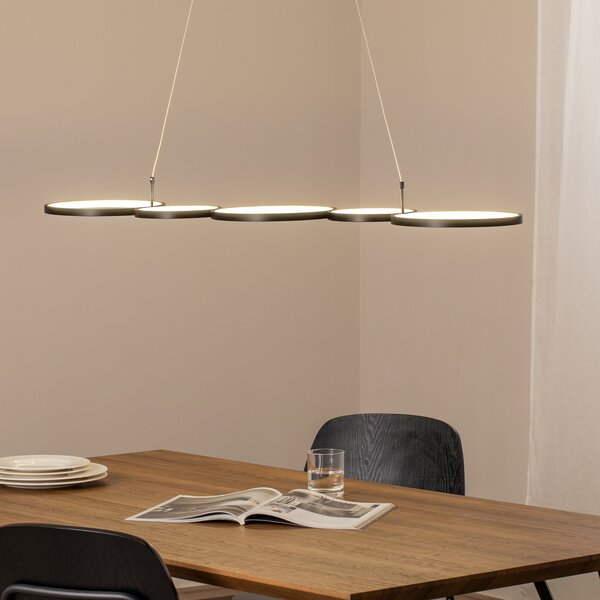 Milagro Lighting LED κρεμαστή λάμπα Olympia, μέταλλο, μαύρο, 4.000 K, Μαύρο, Σαλόνι / τραπεζαρία, Μέταλλο, σύγχρονο