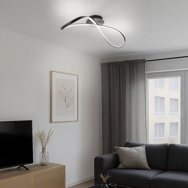 Milagro Lighting Φωτιστικό οροφής LED Infinity, μέταλλο, μαύρο, 4.000 K, Μαύρο, Σαλόνι / τραπεζαρία, Μέταλλο, σύγχρονο