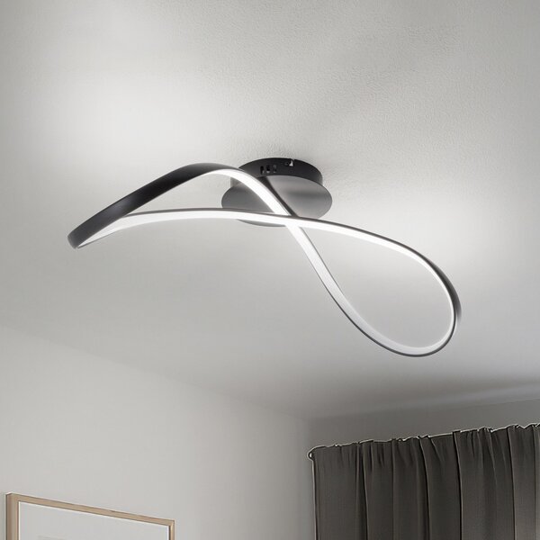 Milagro Lighting Φωτιστικό οροφής LED Infinity, μέταλλο, μαύρο, 4.000 K, Μαύρο, Σαλόνι / τραπεζαρία, Μέταλλο, σύγχρονο