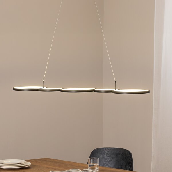 Milagro Lighting LED κρεμαστή λάμπα Olympia, μέταλλο, μαύρο, 4.000 K, Μαύρο, Σαλόνι / τραπεζαρία, Μέταλλο, σύγχρονο