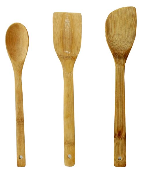 Bamboo Stirring Set OEM 110082176, Bamboo, 3 τμχ, Σπάτουλα, Κουτάλι, Καφέ