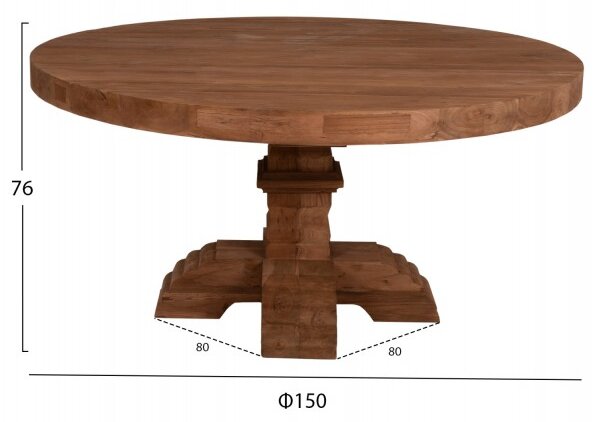 ΤΡΑΠΕΖΙ ΣΤΡΟΓΓΥΛΟ PROVENCE HM9643 ΑΝΑΚΥΚΛ. ΤΕΑΚ ΞΥΛΟ ΣΚΑΛΙΣΤΟ ΠΟΔΙ-8εκ.ΕΠΙΦΑΝΕΙΑ Φ150x76Υεκ