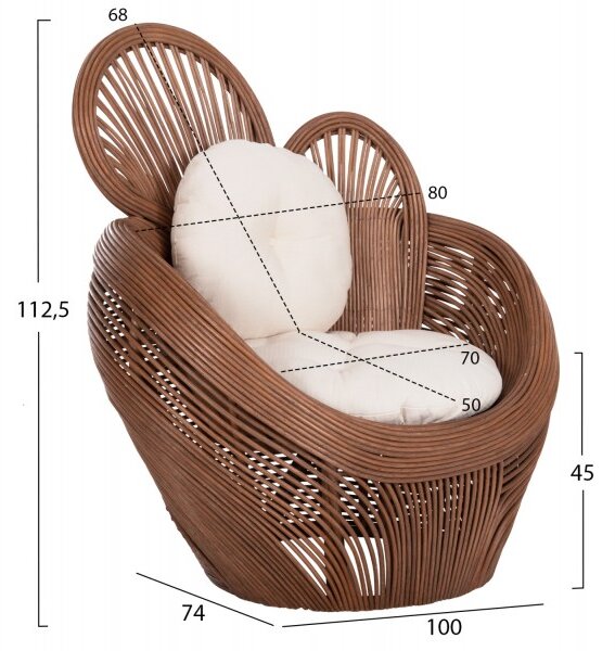 ΠΟΛΥΘΡΟΝΑ CIRCE HM9883 RATTAN ΚΑΦΕ-ΜΑΞΙΛΑΡΙΑ ΕΚΡΟΥ 100x74x112,5Υεκ