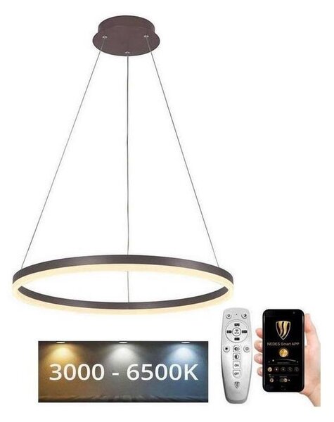 Brilagi - Led Dimmable κρεμαστό φωτιστικό οροφής CIRCLE LED/42W/230V 3000-6500K καφέ + RC