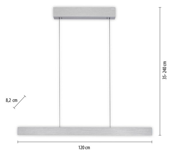 PURE E-Motion LED κρεμαστή μπάρα CCT, ασημί