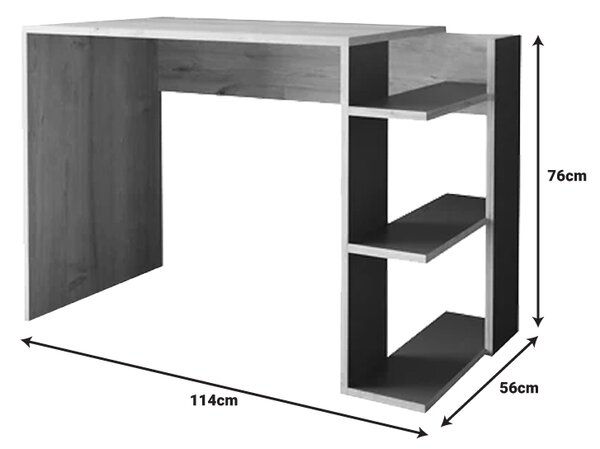 Γραφείο εργασίας Toska pakoworld σε oak- ανθρακί απόχρωση 114x56x76εκ