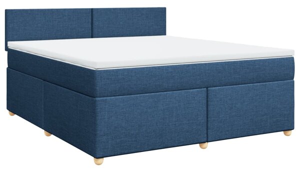 VidaXL Κρεβάτι Boxspring με Στρώμα Μπλε 180x200 εκ. Υφασμάτινο