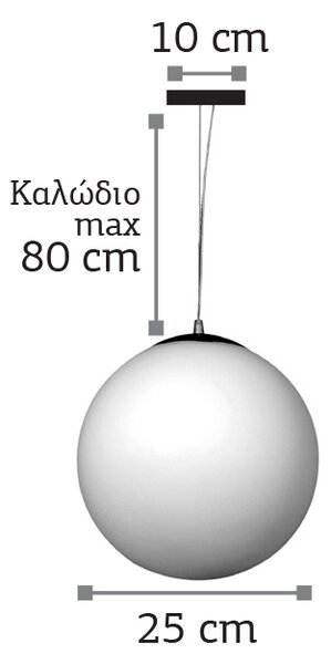 InLight Κρεμαστό φωτιστικό από λευκή οπαλίνα 1XE27 D:25cm (4253-Δ)