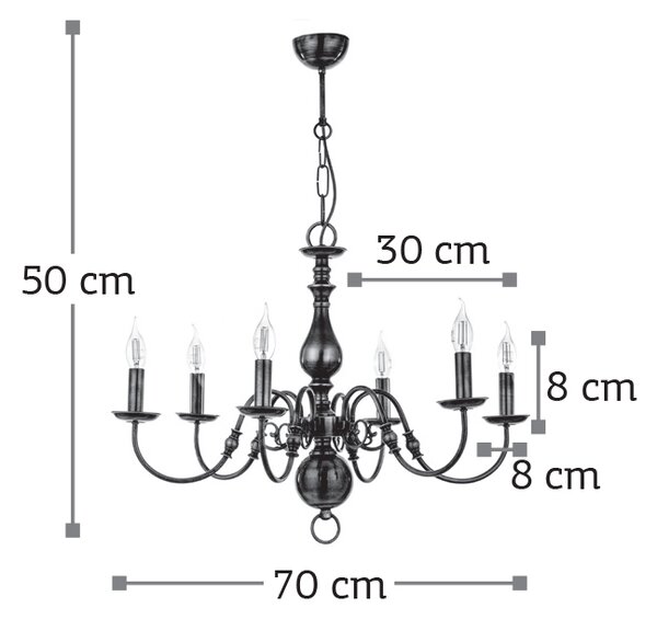 InLight Κρεμαστό φωτιστικό από οξυντέ μέταλλο 6XE14 D:70cm (5309-6)