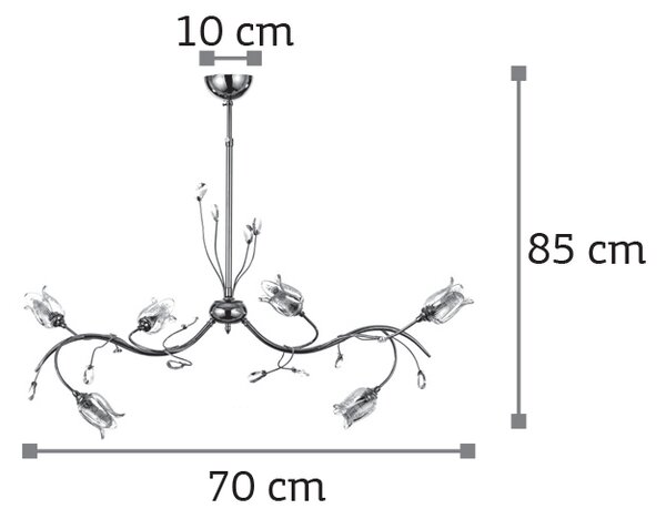 InLight Κρεμαστό φωτιστικό από χρώμιο μέταλλο κρύσταλλα και λευκό γυαλί 6XG9 D:70cm (5224-6-Χρώμιο)