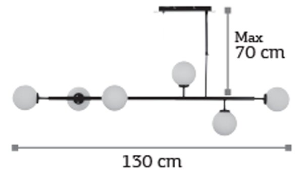 InLight Κρεμαστό φωτιστικό από χρώμιο μέταλλο και λευκή οπαλίνα 6XG9 D:130cm (6192-CH)