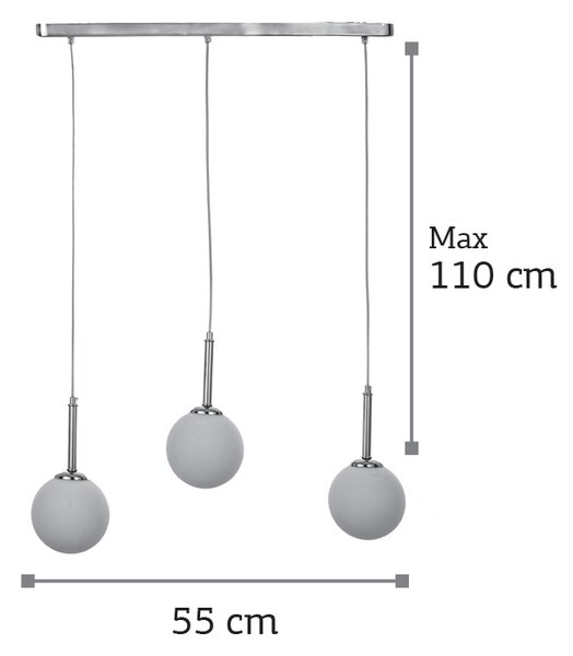 InLight Κρεμαστό φωτιστικό από χρώμιο μέταλλο και λευκή οπαλίνα 3XG9 D:60cm (4515-3 ΡΑΓΑ)