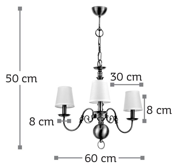 InLight Κρεμαστό φωτιστικό από οξυντέ μέταλλο 3XE14 D:60cm (5309-3)