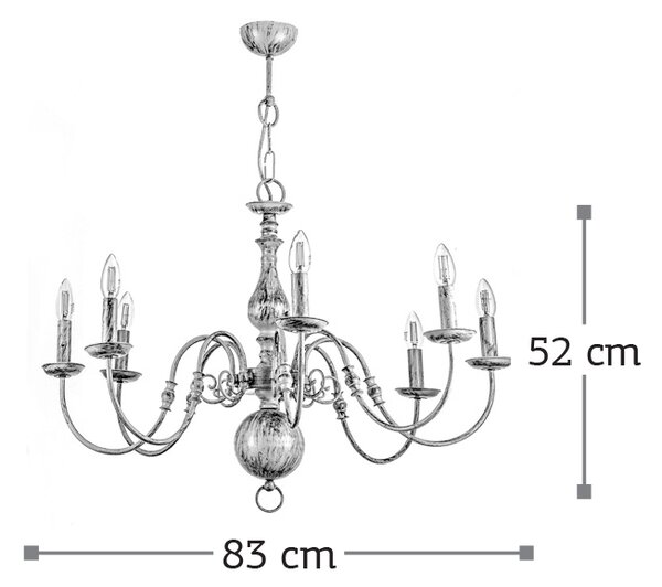 InLight Κρεμαστό φωτιστικό από μέταλλο σε λευκή πατίνα 8XE14 D:83cm (5311-8)