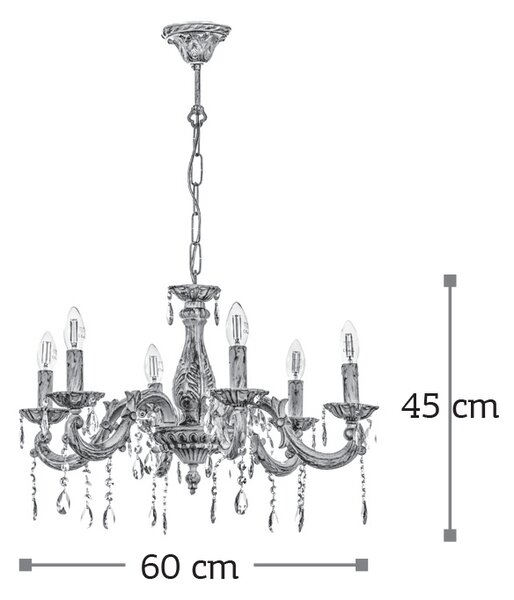 InLight Κρεμαστό φωτιστικό από μέταλλο σε μπεζ πατίνα και κρύσταλλα 5XE14 D:60cm (5304-5)
