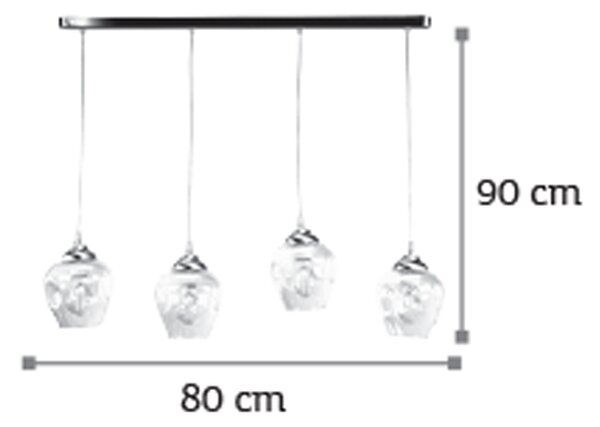 InLight Κρεμαστό φωτιστικό από νίκελ ματ μέταλλο και διάφανο γυαλί 4XE27 D:80cm (4474-4-NM ΡΑΓΑ)
