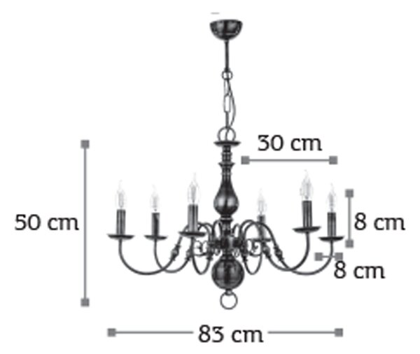 InLight Κρεμαστό φωτιστικό από οξυντέ μέταλλο 8XE14 D:83cm (5309-8)