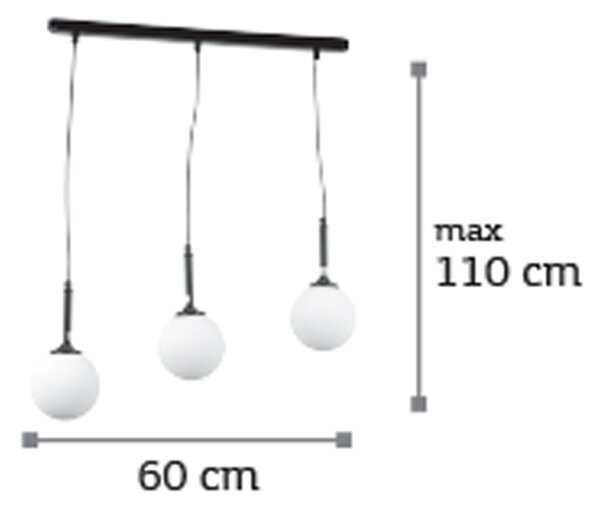 InLight Κρεμαστό φωτιστικό από μαύρο μέταλλο και λευκή οπαλίνα 3XG9 D:60cm (4514-3 ΡΑΓΑ)