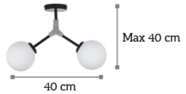 InLight Κρεμαστό φωτιστικό από μαύρο μέταλλο και λευκή οπαλίνα 2XE27 D:40cm (6167-2-NM)