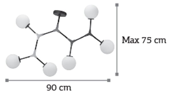 InLight Κρεμαστό φωτιστικό από μαύρο μέταλλο και λευκή οπαλίνα 6XE27 D:90cm (6167-6-GL)