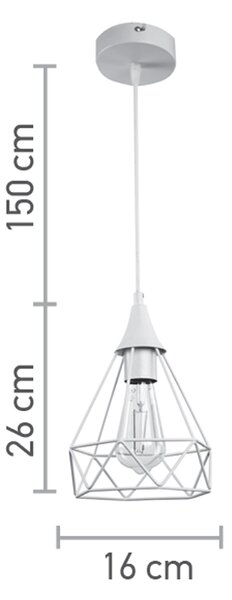 InLight Κρεμαστό φωτιστικό από λευκό μέταλλο 1XE27 D:16cm (4024-WH)