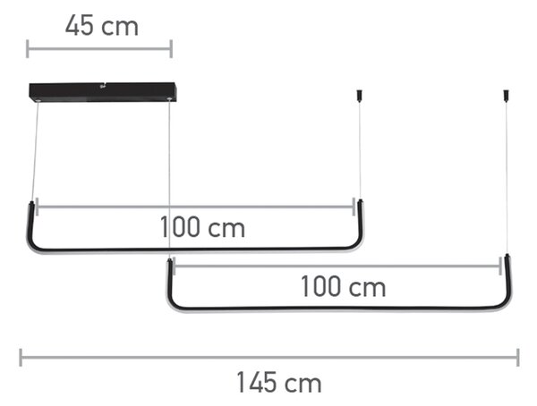 InLight Κρεμαστό φωτιστικό LED 38W 3CCT (by switch) σε μαύρη απόχρωση D:145cm (6052-BL)