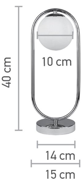 InLight Επιτραπέζιο φωτιστικό σε χρώμιο απόχρωση και λευκή οπαλίνα 1XG9 D:40cm (3017-CH)