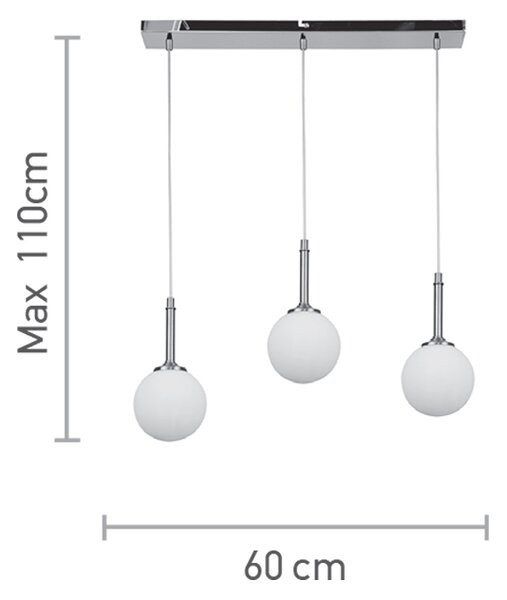 InLight Κρεμαστό φωτιστικό από χρυσαφί μέταλλο και λευκή οπαλίνα 3XG9 D:60cm (4016-3-RAIL)