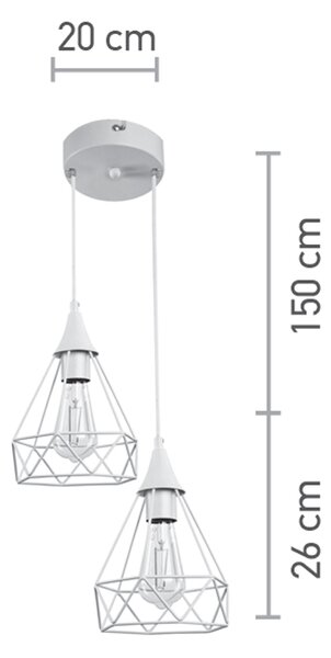 InLight Κρεμαστό φωτιστικό από λευκό μέταλλο 2XE27 D:20cm (4024-2-WH-ROSETTE)