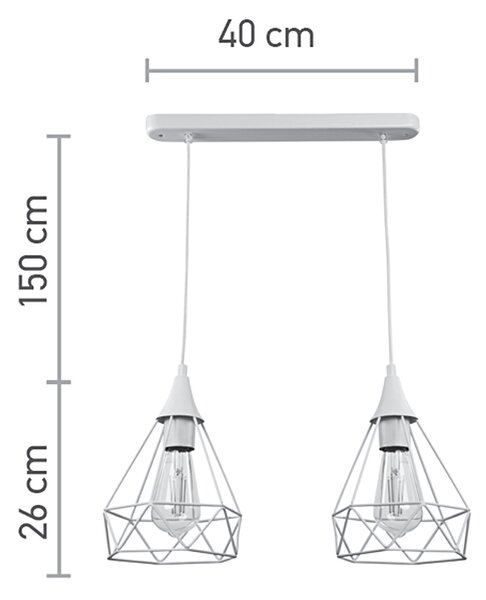 InLight Κρεμαστό φωτιστικό από λευκό μέταλλο 2XE27 D:40cm (4024-2-WH-RAIL)