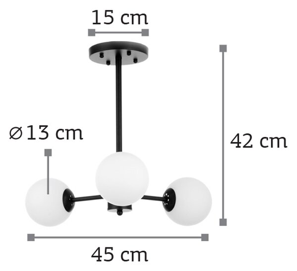 InLight Κρεμαστό φωτιστικό από μαύρο μέταλλο και λευκή οπαλίνα 3XG9 D:45cm (5315-3)