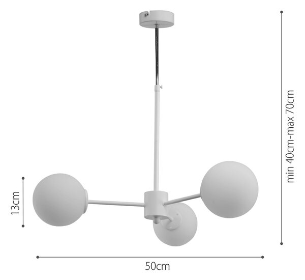 InLight Κρεμαστό φωτιστικό από λευκό μέταλλο και λευκή οπαλίνα 3XG9 D:70cm (5012-3)