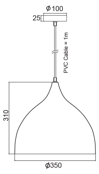 ΜΕΤΑΛΛΙΚΗ ΚΑΜΠΑΝΑ 1ΧΕ27 ΛΕΥΚΗ Φ35χΗ31cm ROXANNE